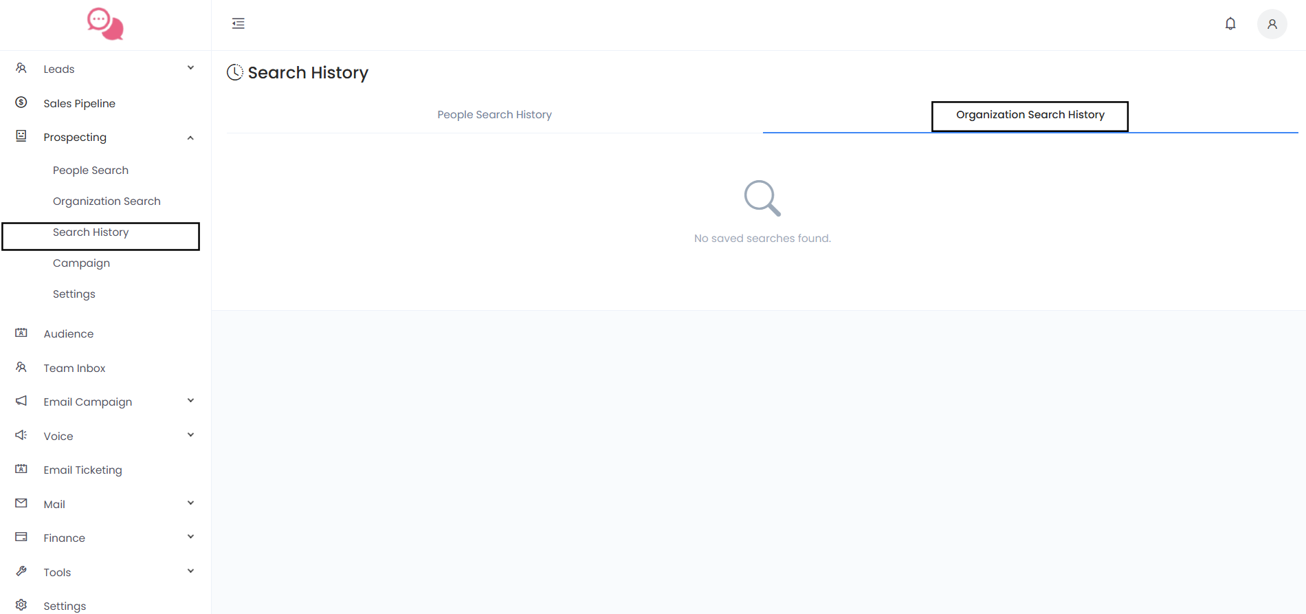 Organization Search History