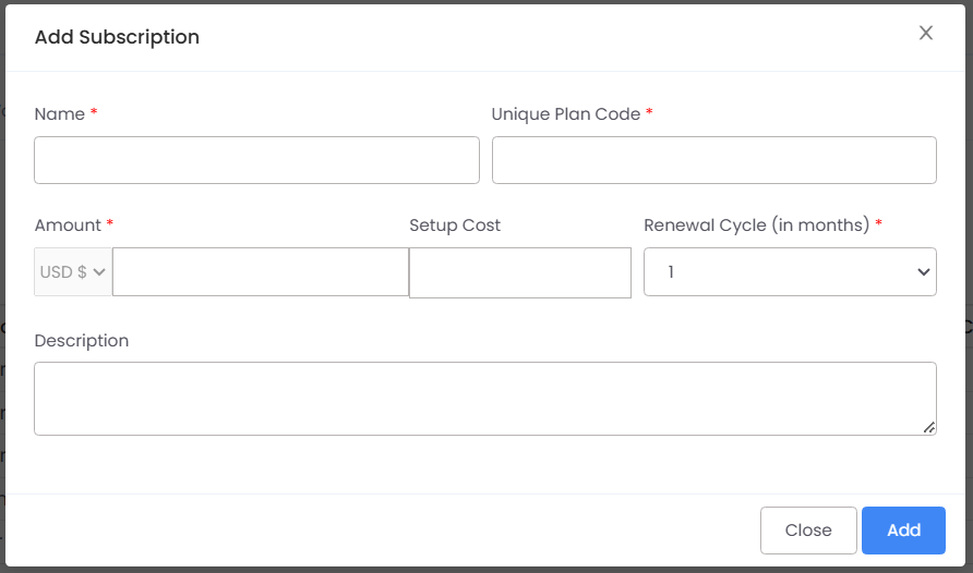 Add Subscription Plan