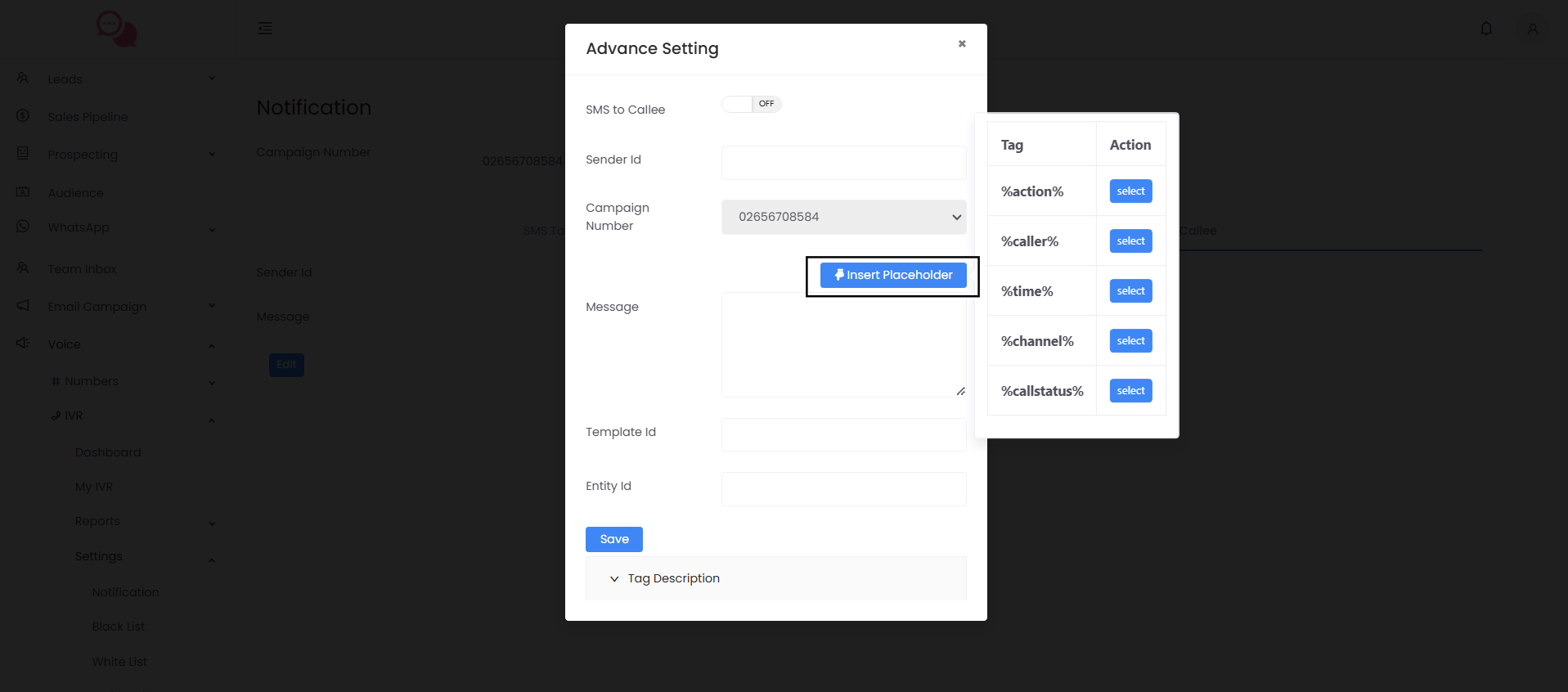 Callee Notification Settings